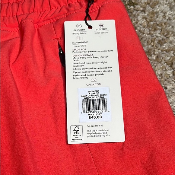 Calia Run Collection Low Rise Infinity Short 3" Relaxed Fit Coral Women's XL NWT - Picture 10 of 16